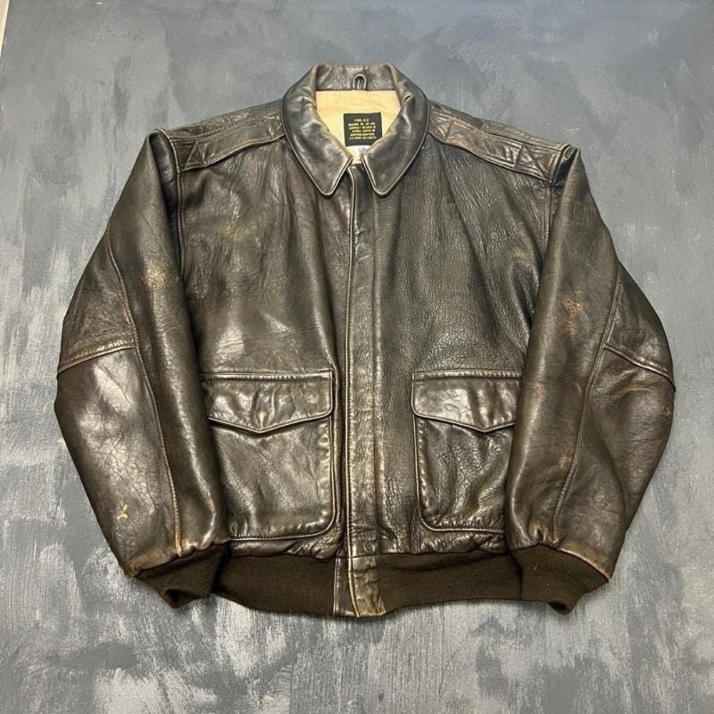 Vintage Avirex A2 Leather Jacket Mens XL Brown 1990s USA